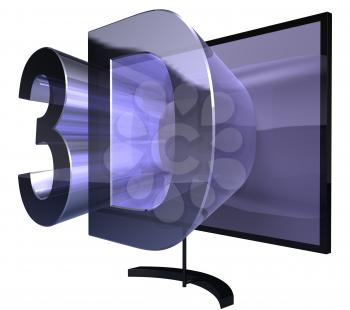 Royalty Free 3d Clipart Image of a Plasma 3d Television