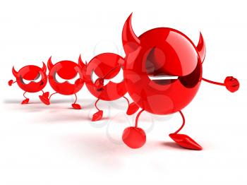 Royalty Free 3d Clipart Image of a Red Devil Emoticon