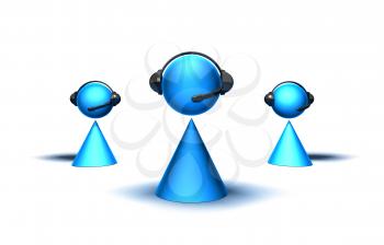 Royalty Free 3d Clipart Image of a Cone Figure Wearing a Headset