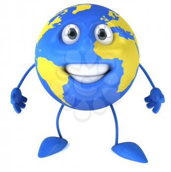 Royalty Free Clipart Image of a Smiling Blue Globe