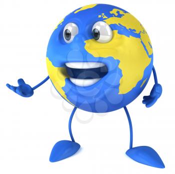 Royalty Free Clipart Image of a Globe With Hand Extended