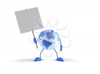 Royalty Free 3d Clipart Image of a Globe Holding a Sign