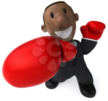 Royalty Free Clipart Image of an African American With Boxing Gloves