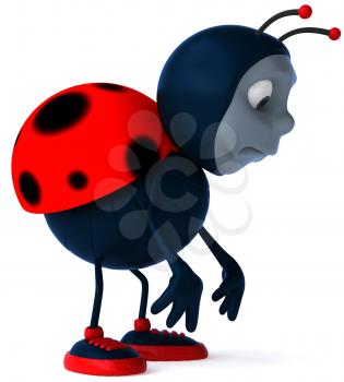 Royalty Free Clipart Image of a Sad Ladybug
