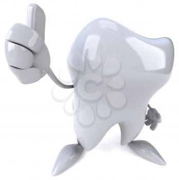 Royalty Free Clipart Image of a Tooth Giving a Thumbs Up