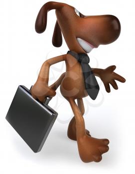 Royalty Free Clipart Image of a Dog With a Tie and a Briefcase