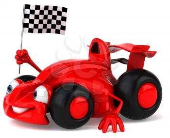 Royalty Free Clipart Image of a Car With a Checkered Flag