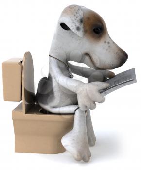 Royalty Free Clipart Image of a Dog on a Toilet