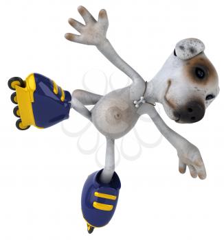 Royalty Free Clipart Image of a Roller Blading Jack Russell