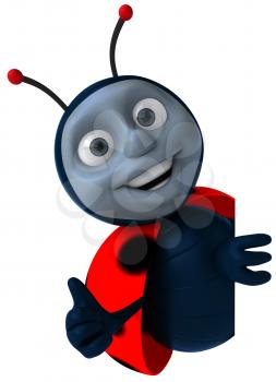 Royalty Free Clipart Image of a Ladybug Giving a Thumbs Up