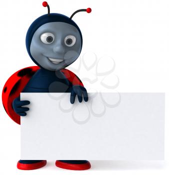 Royalty Free Clipart Image of a Ladybug With a Sign