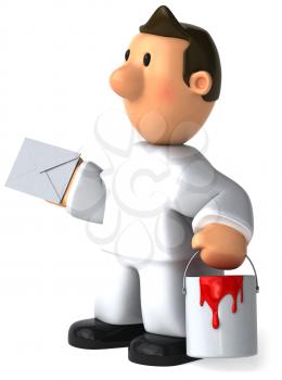 Royalty Free Clipart Image of a Painter With an Envelope