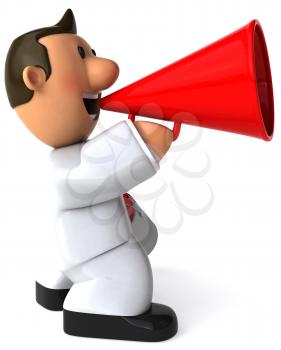 Royalty Free Clipart Image of a Painter With a Megaphone