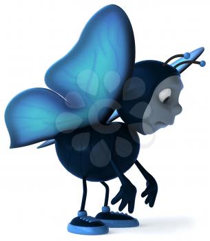 Royalty Free Clipart Image of a Sad Butterfly