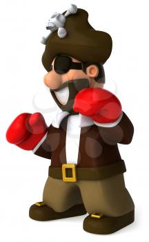 Royalty Free Clipart Image of a Fighting Pirate