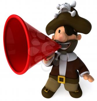 Royalty Free Clipart Image of a Pirate With a Bullhorn