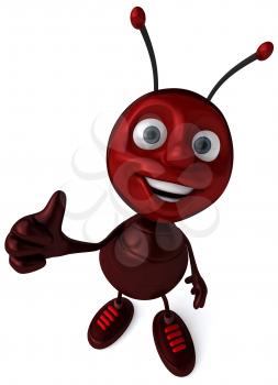 Royalty Free Clipart Image of an Ant Giving a Thumbs Up