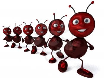 Royalty Free Clipart Image of Ants in a Row