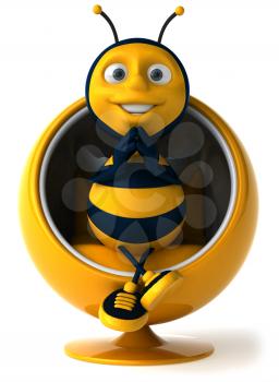 Royalty Free Clipart Image of a Bee in a Chair