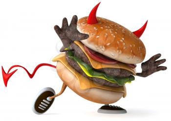 Royalty Free Clipart Image of a Running Devil Burger