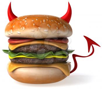 Royalty Free Clipart Image of a Devil Burger