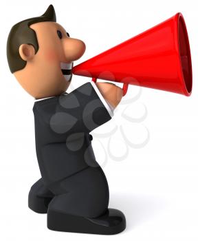 Royalty Free Clipart Image of a Man in a Suit With a Megaphone