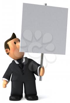 Royalty Free Clipart Image of a Businessman With a Placard