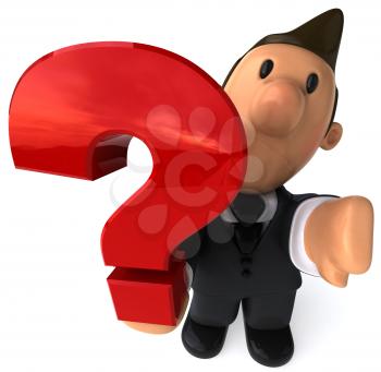 Royalty Free Clipart Image of a Businessman With a Question Mark