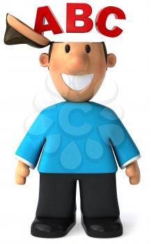 Royalty Free Clipart Image of a Man With ABC on His Mind