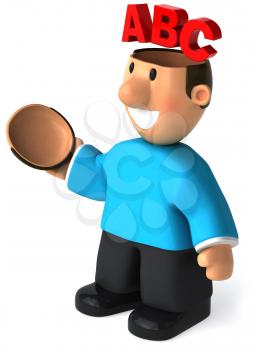 Royalty Free Clipart Image of a Man With ABC on His Open Mind