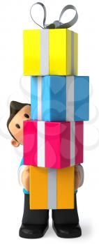 Royalty Free Clipart Image of a Man With Gifts