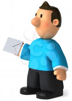 Royalty Free Clipart Image of a Man With a Letter