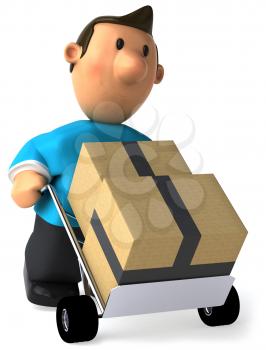 Royalty Free Clipart Image of a Man Moving Cartons