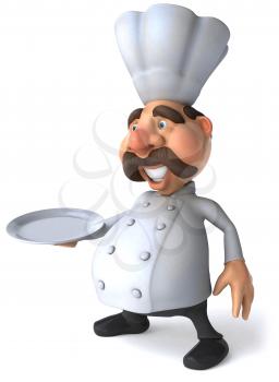 Royalty Free Clipart Image of a Chef With a Plate