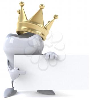 Royalty Free Clipart Image of a Tooth With a Crown and Blank Sign