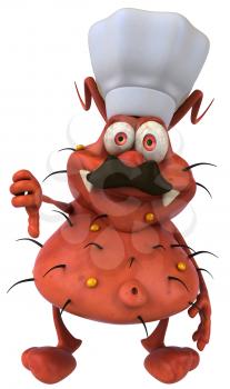 Royalty Free Clipart Image of a Germ Chef Giving a Thumbs Down