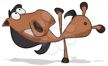 Royalty Free Clipart Image of a Horse Doing a Handspring