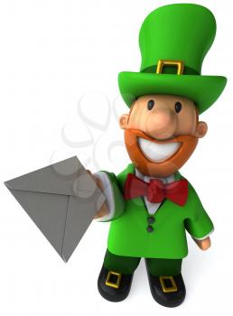 Royalty Free Clipart Image of a Leprechaun With an Envelope