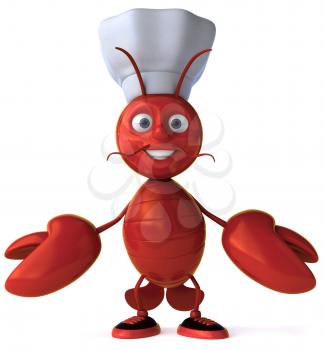 Royalty Free Clipart Image of a Smiling Lobster Chef