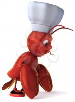 Royalty Free Clipart Image of a Dejected Lobster Chef