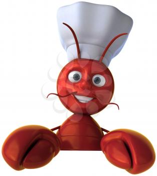 Royalty Free Clipart Image of a Smiling Lobster Chef