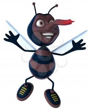 Royalty Free Clipart Image of a Happy Mosquito
