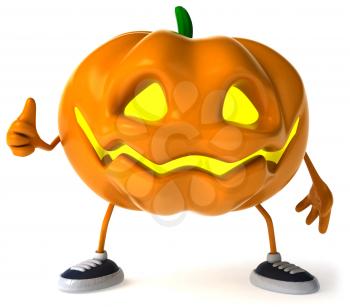 Royalty Free Clipart Image of a Jack-o-Lantern Giving a Thumbs Up