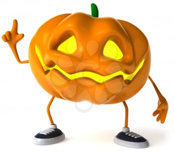 Royalty Free Clipart Image of a Jack-o-Lantern With His Finger Raised