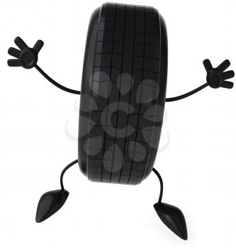 Royalty Free Clipart Image of a Happy Tire
