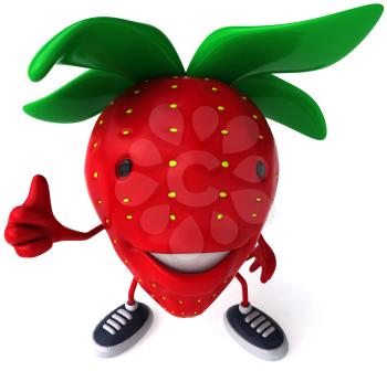 Royalty Free Clipart Image of a Strawberry Giving a Thumbs Up