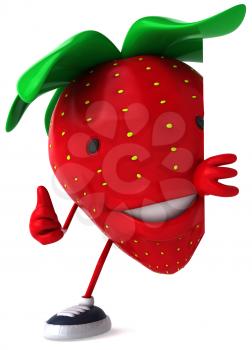 Royalty Free Clipart Image of a Strawberry Giving a Thumbs Up