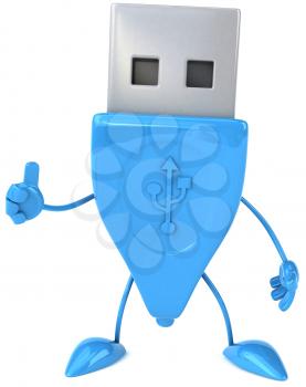 Royalty Free Clipart Image of a USB Giving a Thumbs Up