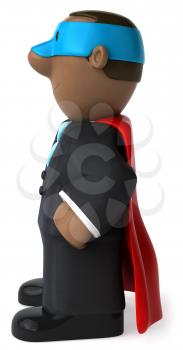 Royalty Free Clipart Image of an African American Businessman Superhero