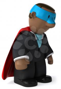 Royalty Free Clipart Image of a Dejected Superhero Businessman